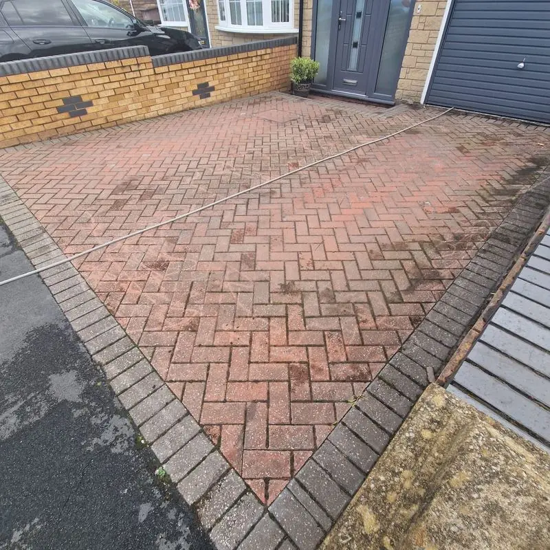 Before: Red block paving driveway clean, St Helens