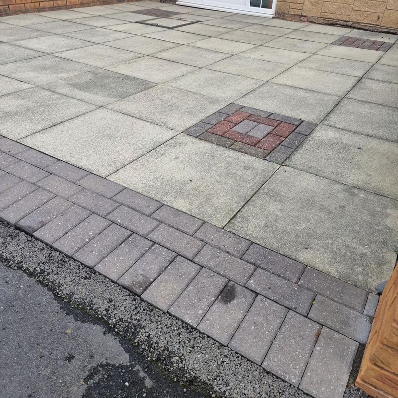 Before: Flagged driveway clean, St Helens