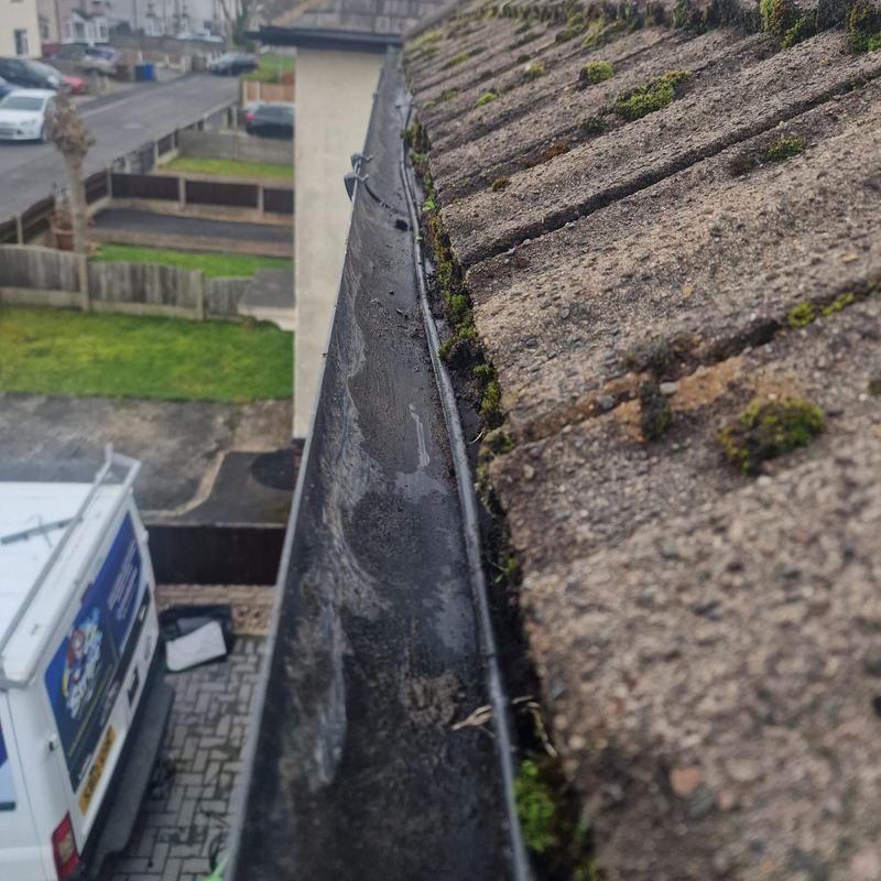 After: Gutter clearing, moss-filled run, Golborne