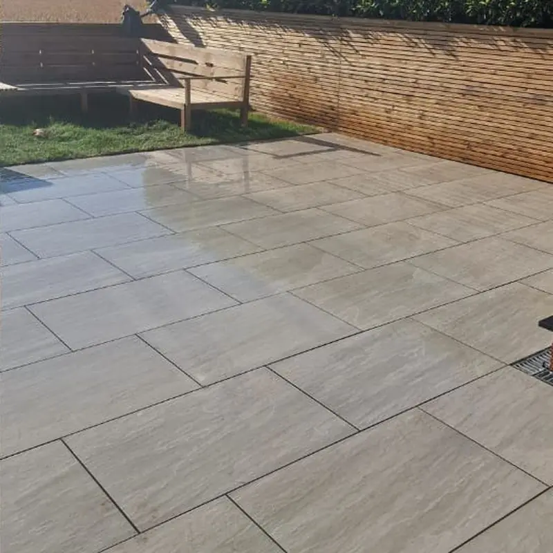 After: Large porcelain patio clean, Golborne